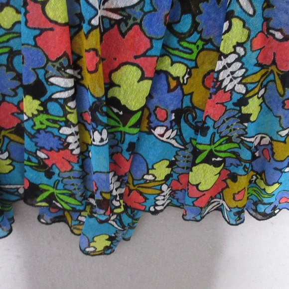 Ali Miles Top Tunic Large Petite Floral Colorful Mesh Lightweight Boho Beachy - Picture 8 of 11